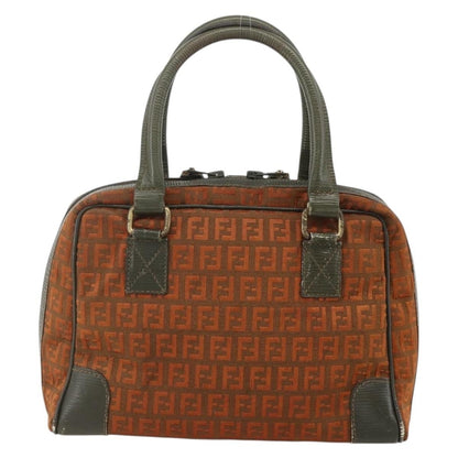 Fendi FENDI Zucchino Canvas Hand Bag Brown Authentic 175160