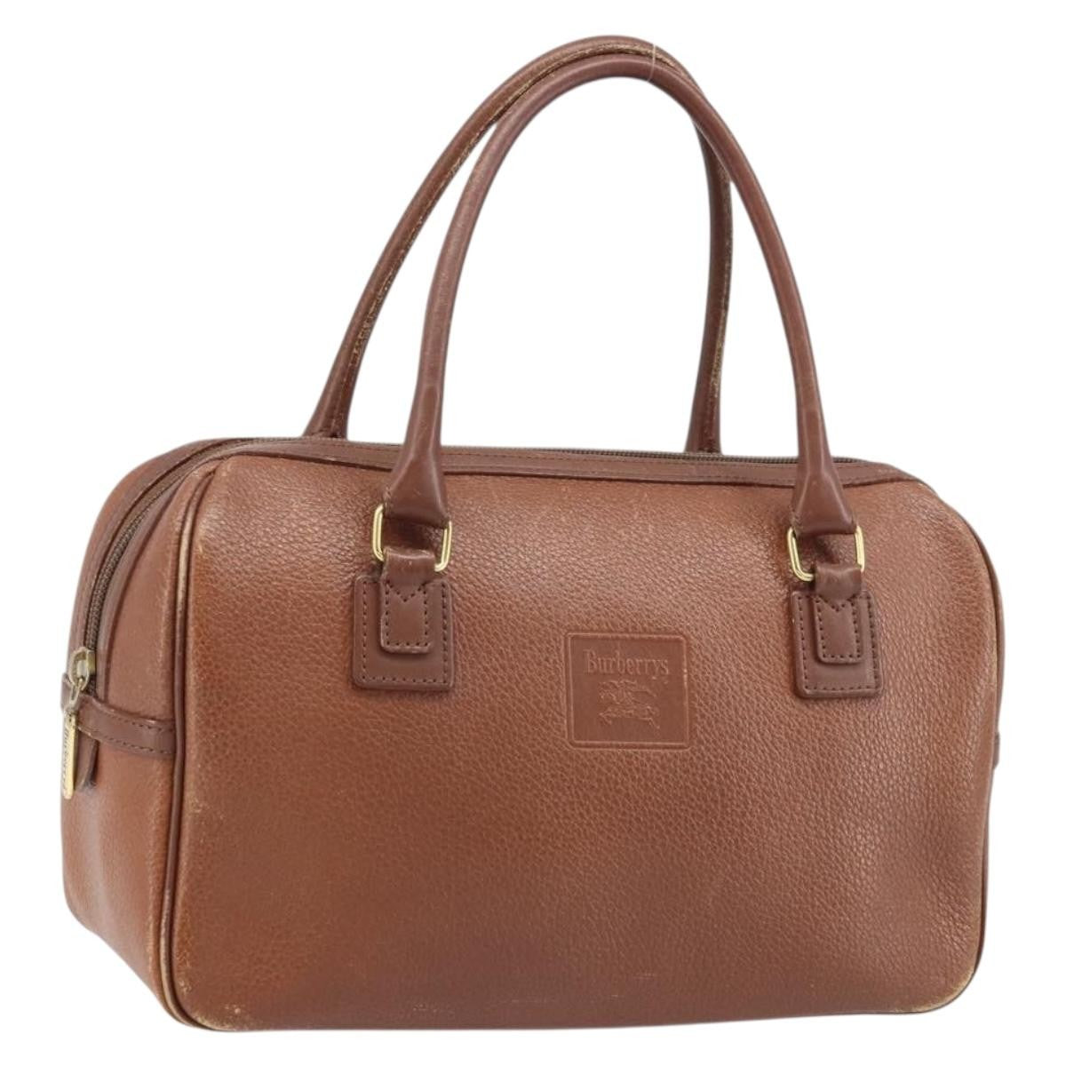 Burberrys Burberrys Hand Bag Leather Brown Gold Authentic ka3026
