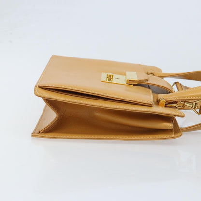 Gucci GUCCI Hand Bag Leather 2way Beige Gold Authentic 173886