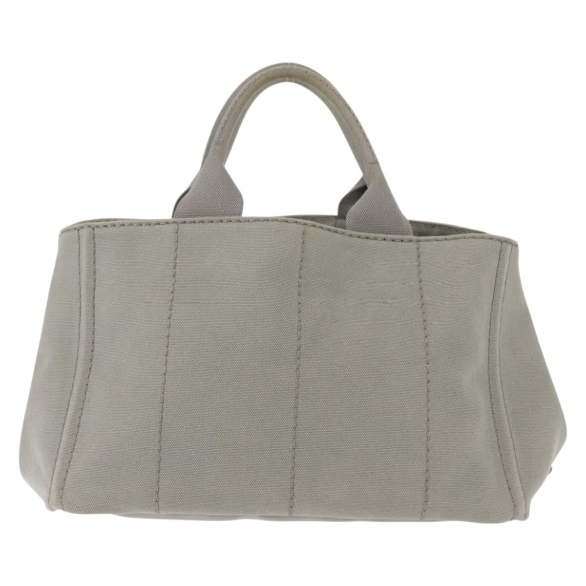 Prada PRADA Canapa MM Hand Bag Canvas Gray Silver Authentic hk3116