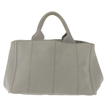 Prada PRADA Canapa MM Hand Bag Canvas Gray Silver Authentic hk3116