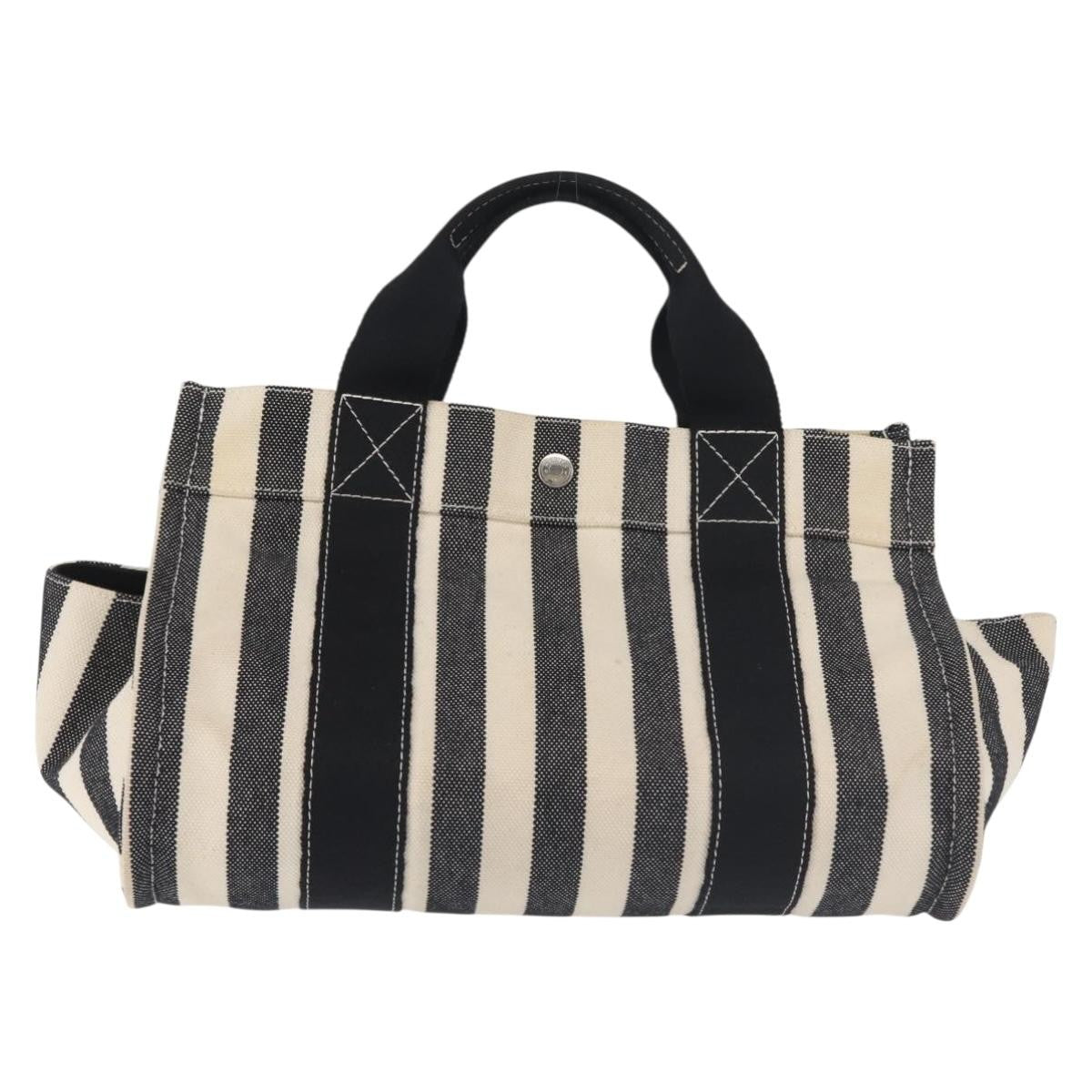 Hermès Hermès HERMES Cannes PM Hand Bag Canvas White Black Authentic hk3009