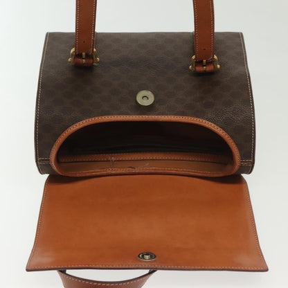 Celine CELINE Macadam Canvas Hand Bag PVC Leather Brown Gold Authentic gh739