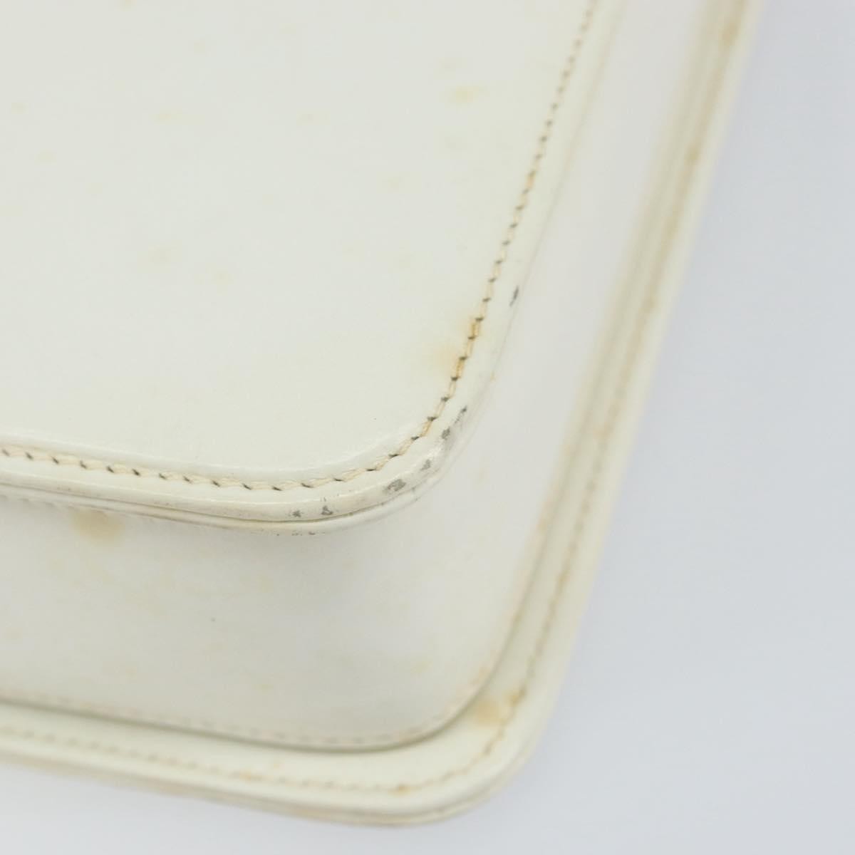 Gucci GUCCI Hand Bag Leather White Gold Authentic 154583