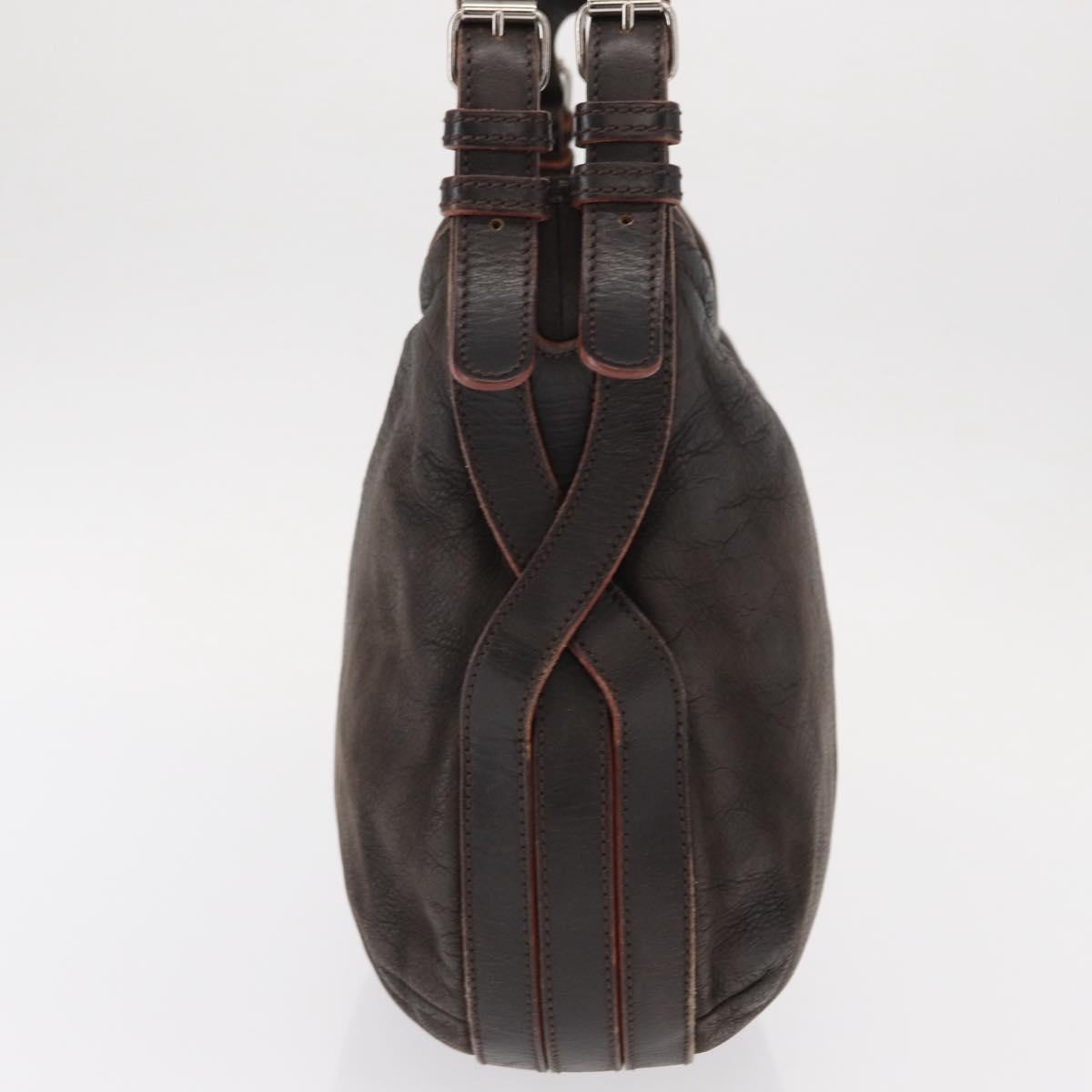 Loewe LOEWE Shoulder Bag Leather Brown Silver Authentic 155631