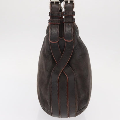 Loewe LOEWE Shoulder Bag Leather Brown Silver Authentic 155631