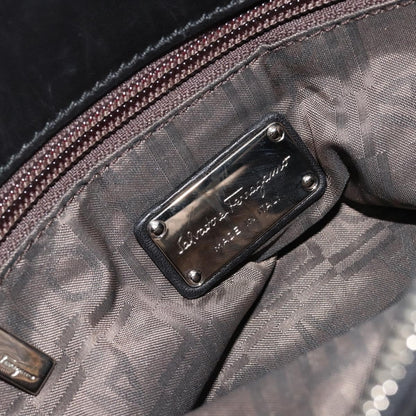 Salvatore Ferragamo Salvatore Ferragamo Hand Bag Leather Black Silver Authentic 178908A
