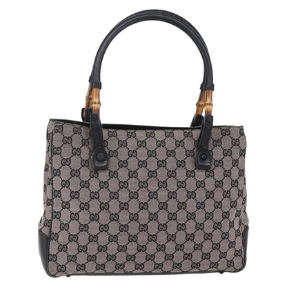 Gucci GUCCI GG Canvas Bamboo Tote Bag Navy 112526 Authentic 154654
