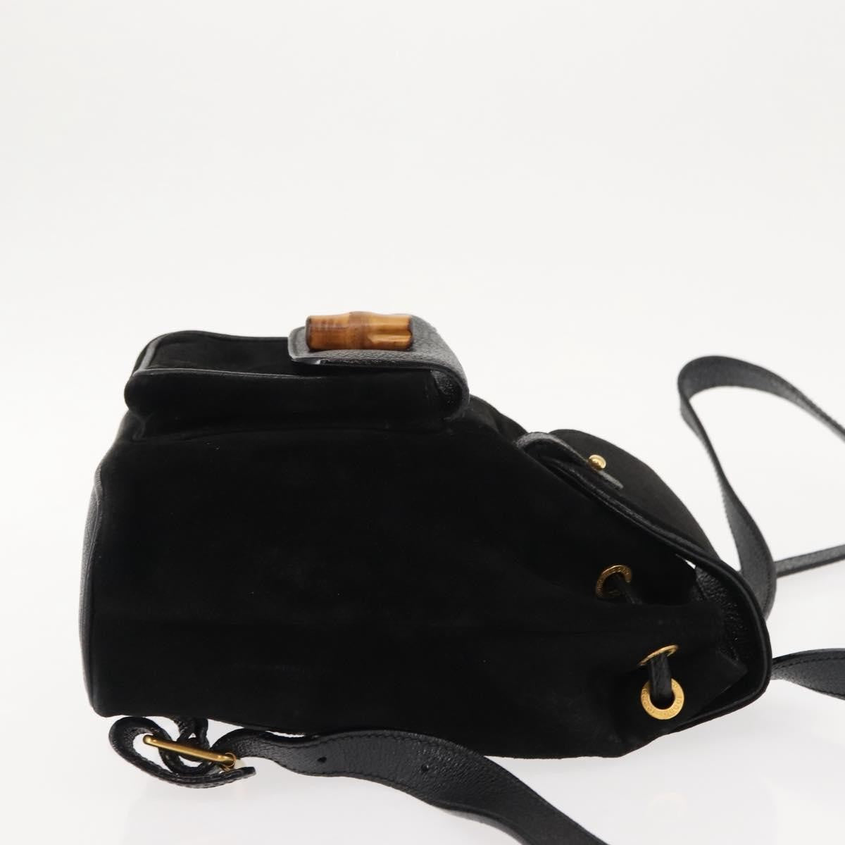 Gucci GUCCI Bamboo Backpack Suede Black Gold 003 58 0030 Authentic ep11366 Bag