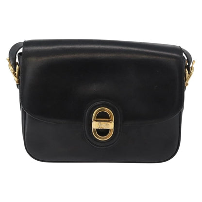 Celine CELINE Horse Carriage Shoulder Bag Leather Black Gold Authentic bs33584
