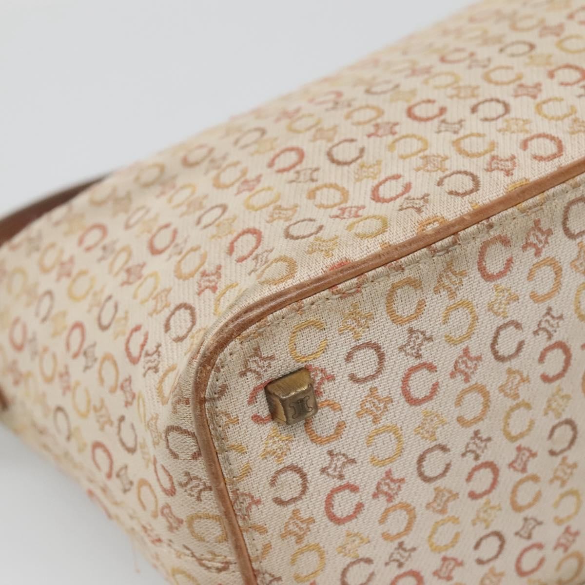 Celine CELINE C Macadam Canvas Shoulder Bag Beige Authentic bs28954