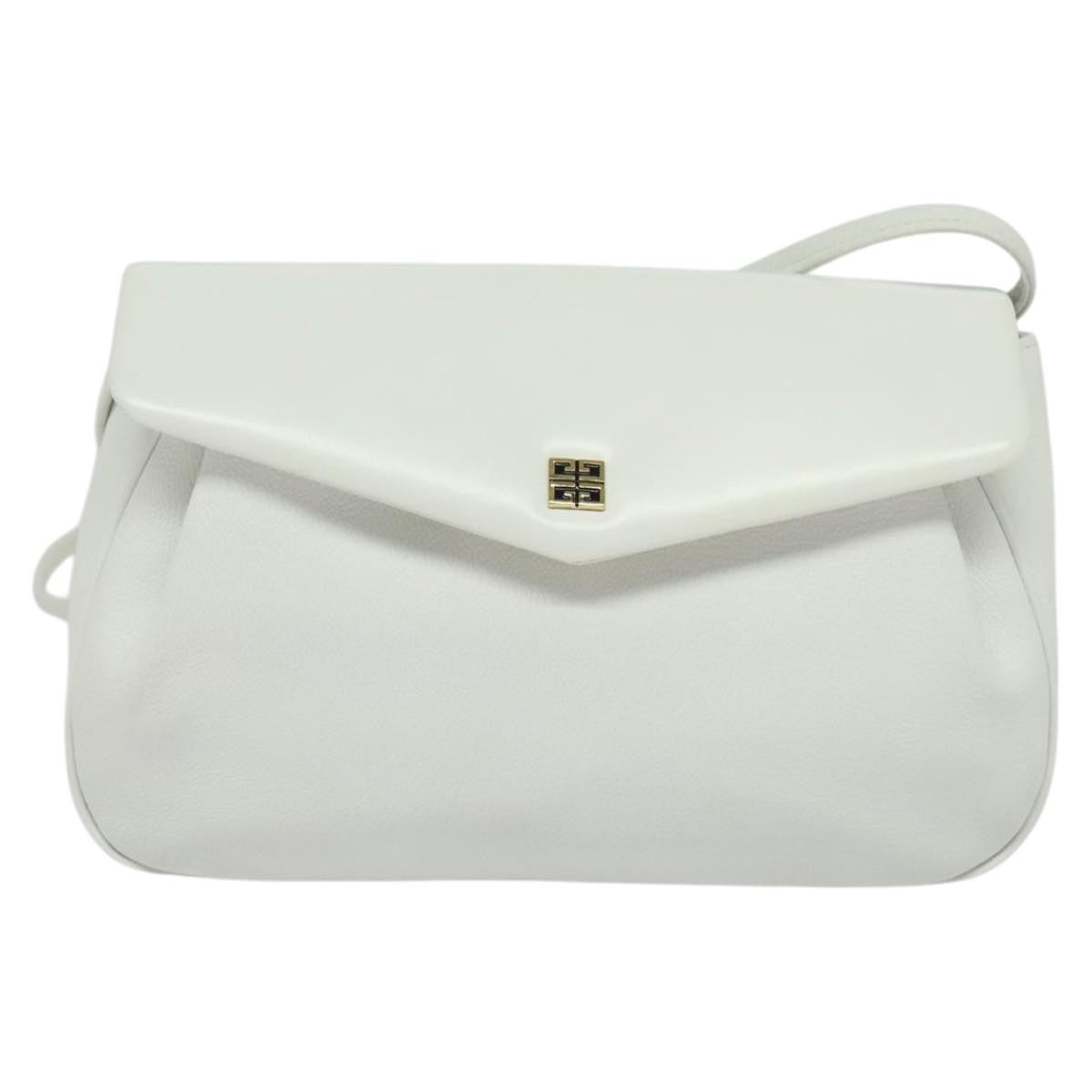 Givenchy GIVENCHY Shoulder Bag Leather White Gold Authentic MY255