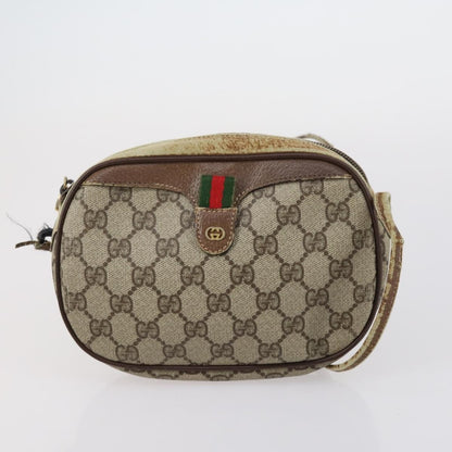Gucci GUCCI GG Canvas Shoulder Bag Leather 3 Set Beige Dark Brown Authentic 152612