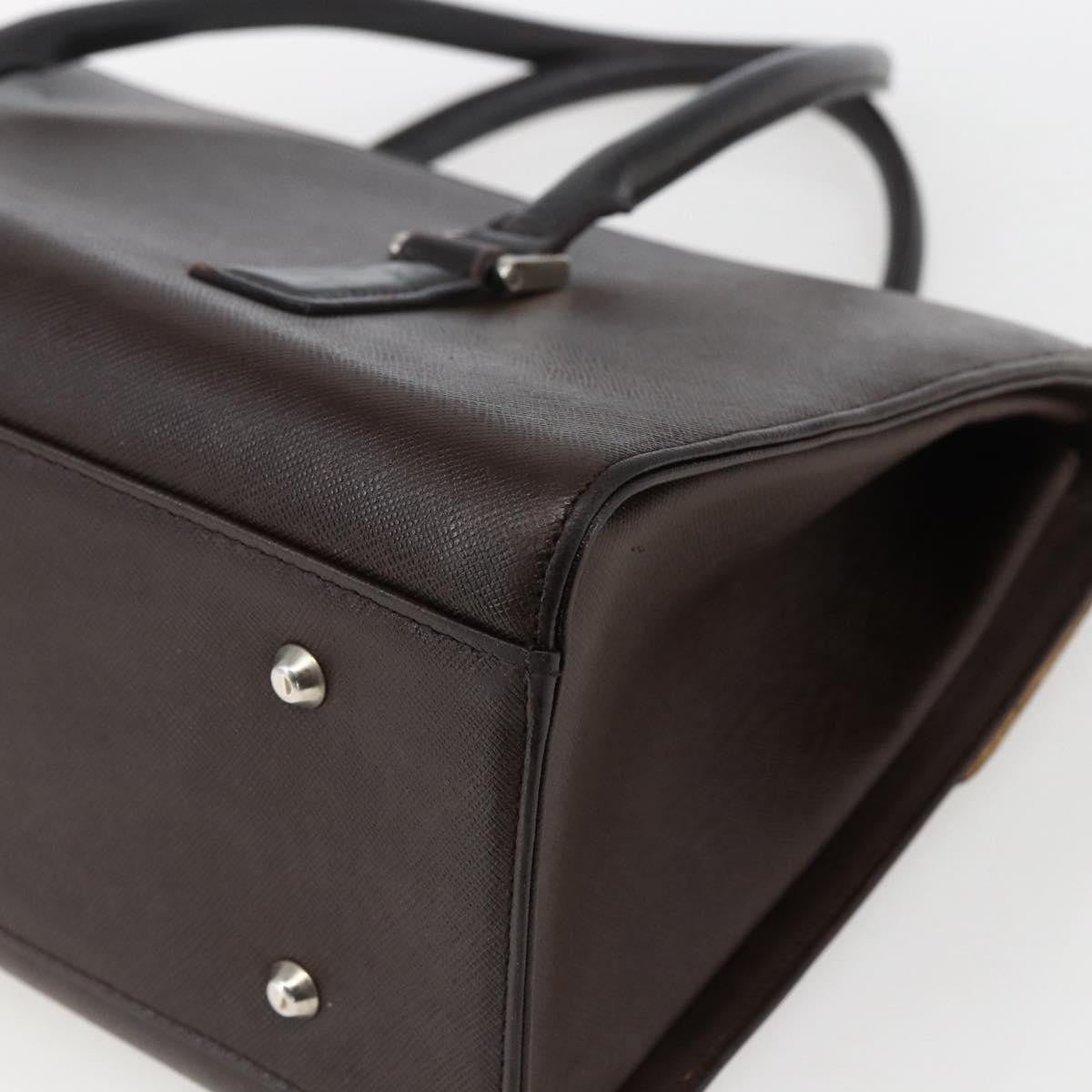 Burberry BURBERRY Hand Bag Leather Brown Silver Authentic BA10747