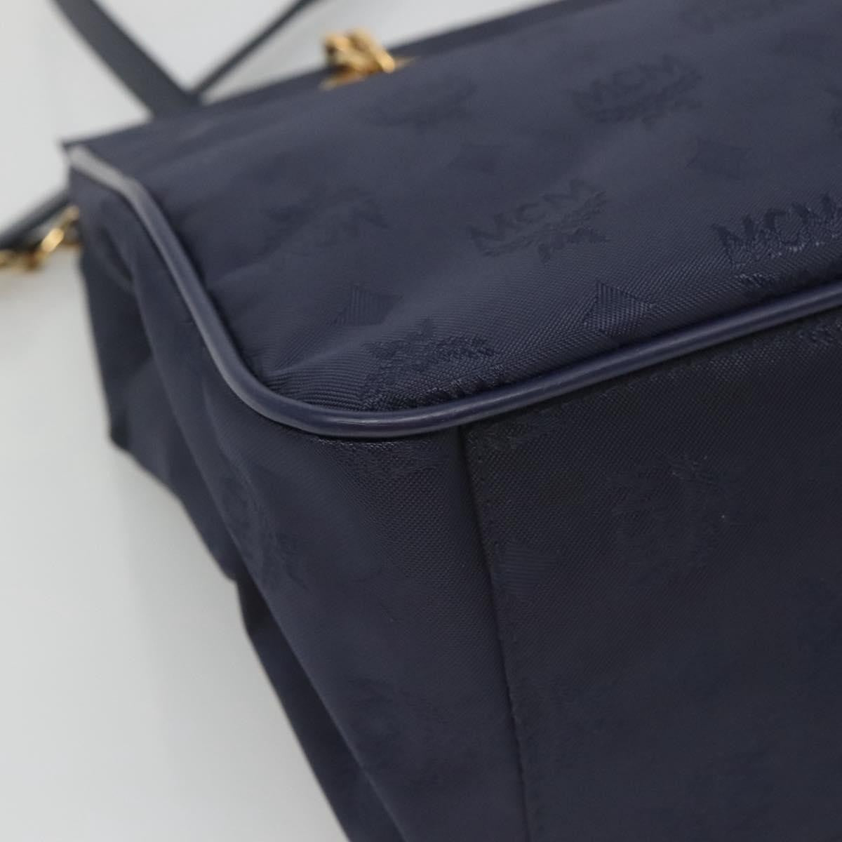 MCM MCM Logogram Vicetos Shoulder Bag Nylon Navy Gold Authentic 127085