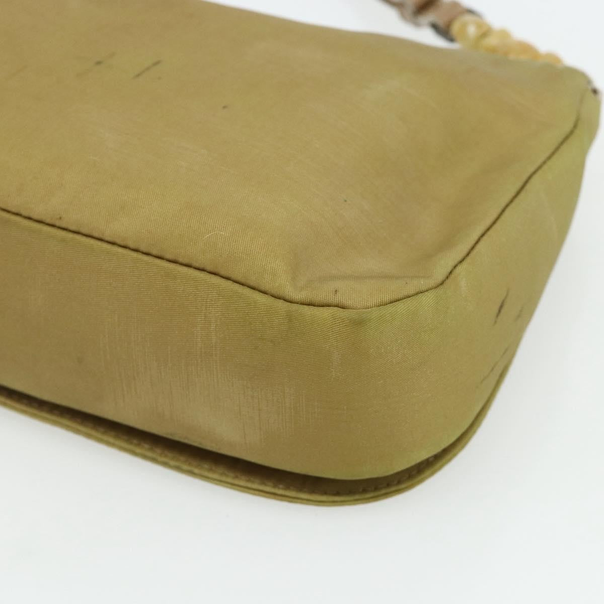 Dior Christian Dior Maris Pearl Shoulder Bag Nylon Beige Silver Authentic 180083