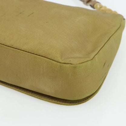 Dior Christian Dior Maris Pearl Shoulder Bag Nylon Beige Silver Authentic 180083