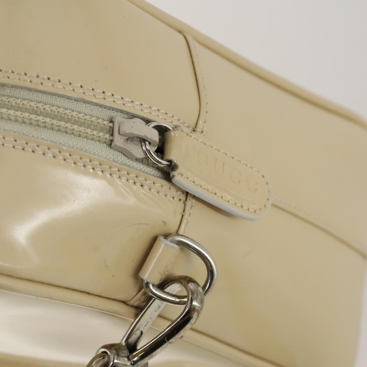 Gucci GUCCI Hand Bag Patent leather 2way Beige Silver 000 1274 0505 Authentic 155235