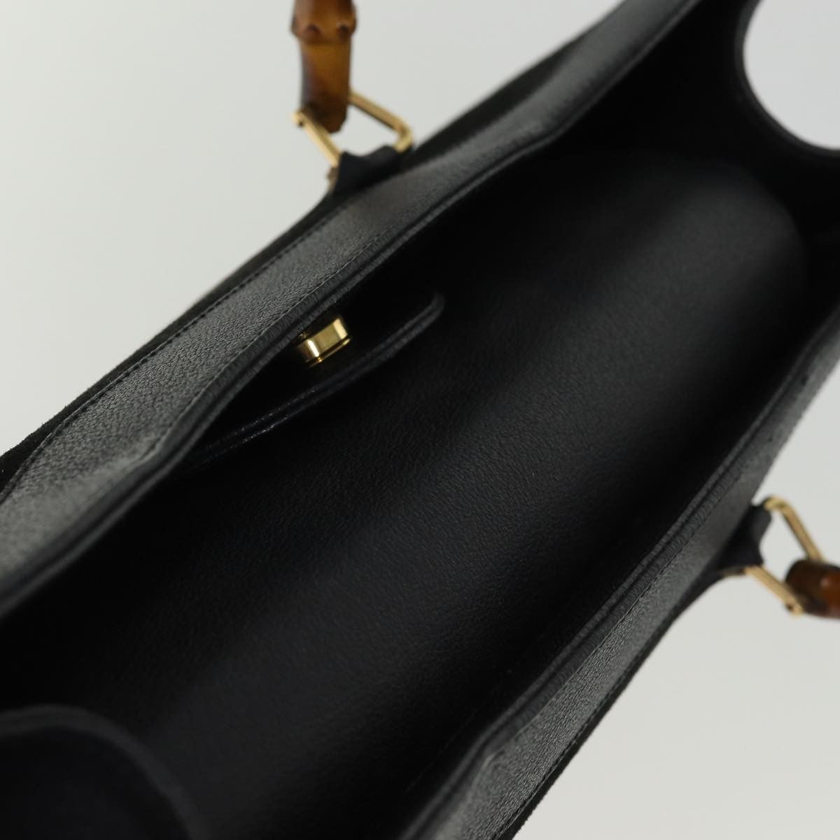 Gucci GUCCI Bamboo Tote Bag Suede Black 002 1186 0259 Authentic 75677