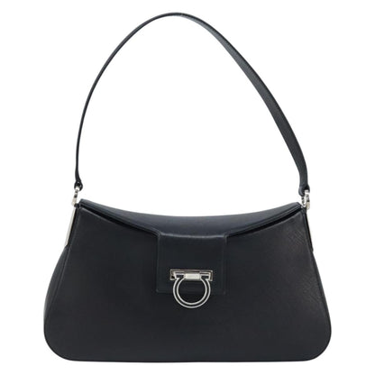 Salvatore Ferragamo Salvatore Ferragamo Gancini Shoulder Bag Leather Black Silver Authentic gh1877
