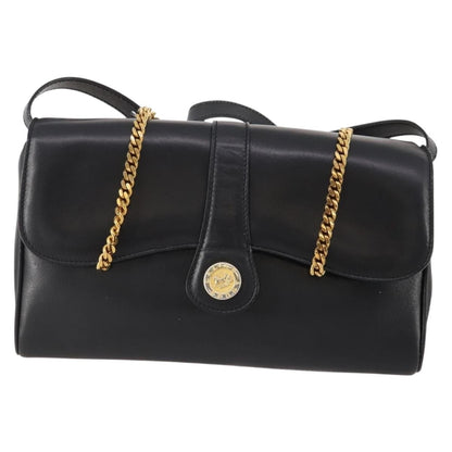 Celine CELINE Chain Shoulder Bag Leather Black Gold Authentic BAZ281