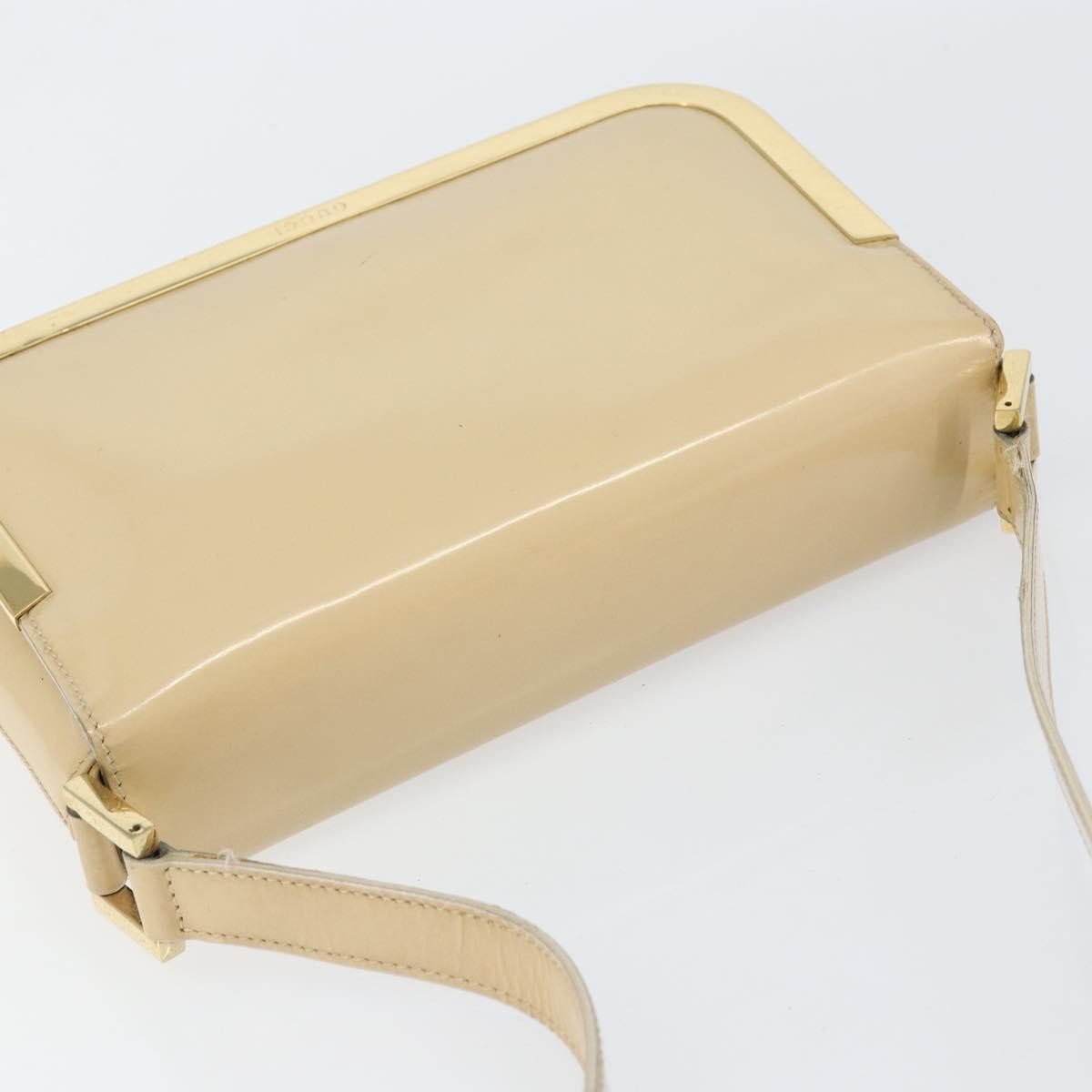 Gucci GUCCI Shoulder Bag Patent leather Beige Gold 007 2113 0278 Authentic bs30927