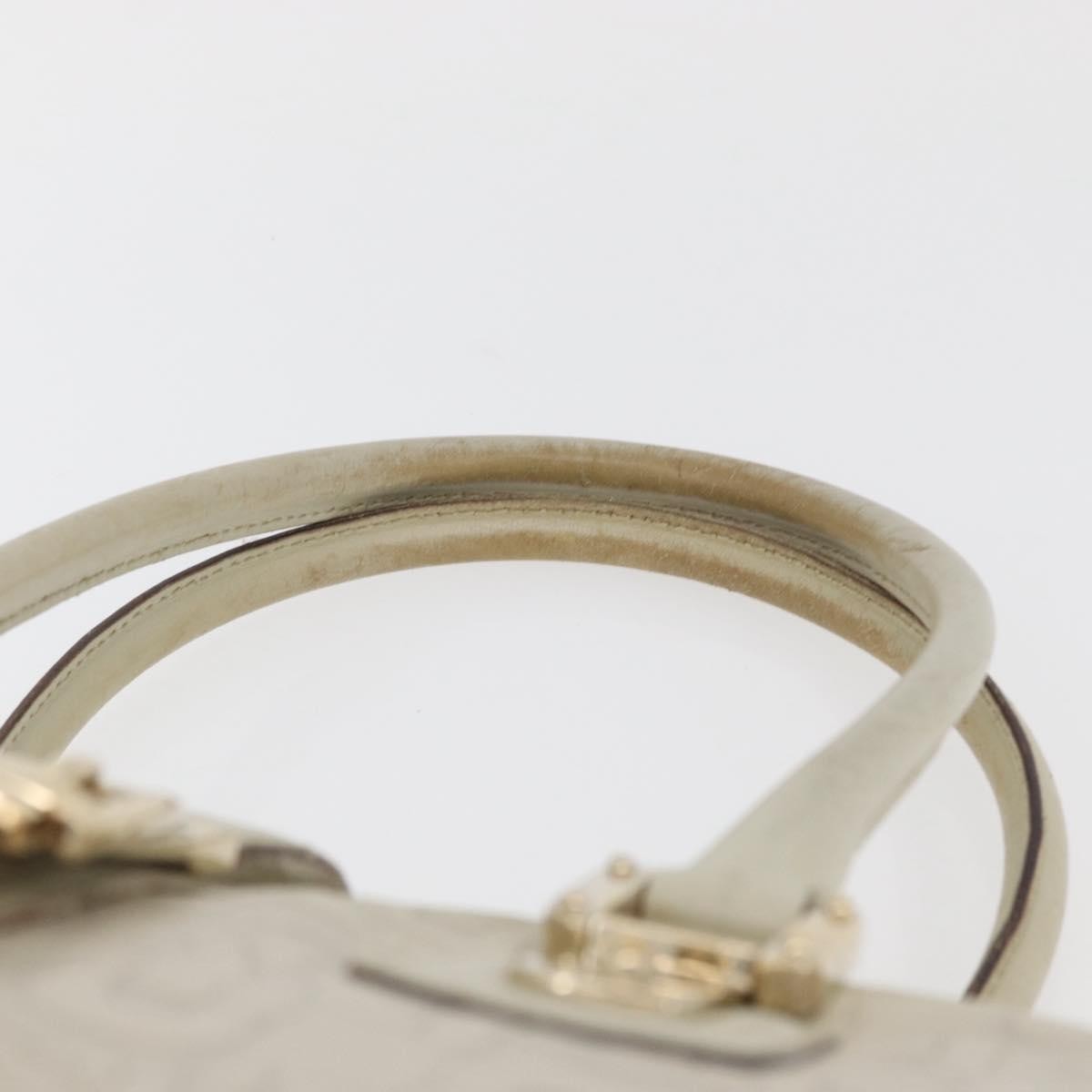 Gucci GUCCI Horsebit Hand Bag Leather White Gold 145770 Authentic bs34368