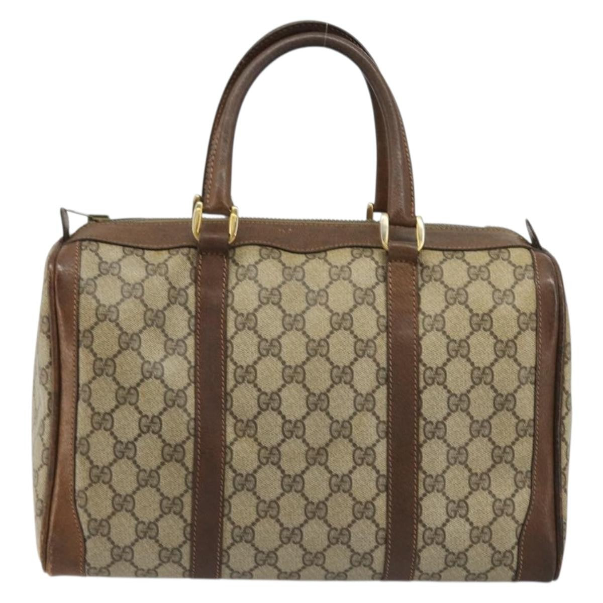 Gucci GUCCI GG Supreme Hand Bag PVC Beige Gold Authentic YKZ987