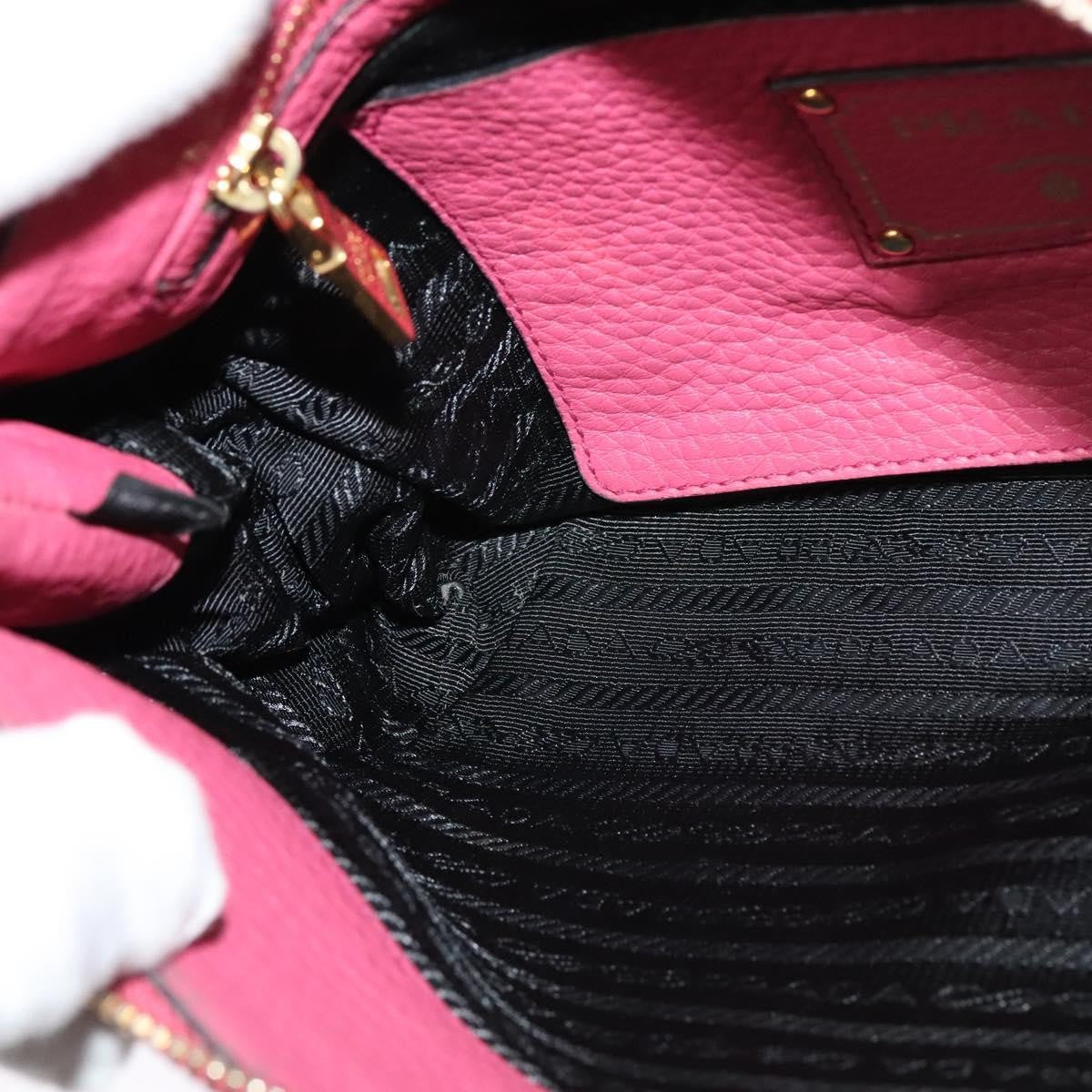 Prada PRADA Shoulder Bag Leather Pink Gold Authentic BD1620