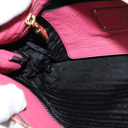 Prada PRADA Shoulder Bag Leather Pink Gold Authentic BD1620