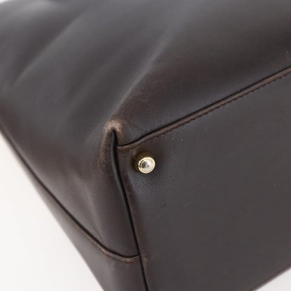 Gucci GUCCI Bamboo Hand Bag Leather Dark Brown Gold 002 1998 0507 Authentic ep11424