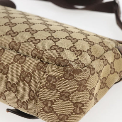 Gucci GUCCI GG Canvas Web Sherry Line Shoulder Bag Red Silver beige 145858 Authentic 166768