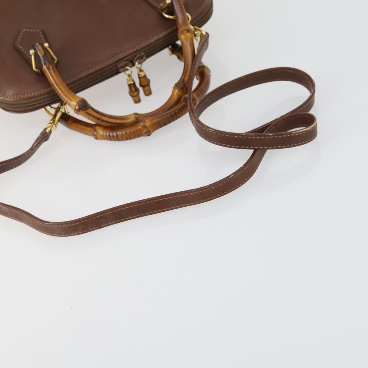 Gucci GUCCI Bamboo Hand Bag Leather 2way Brown Gold 000 2865 0290 Authentic 151596