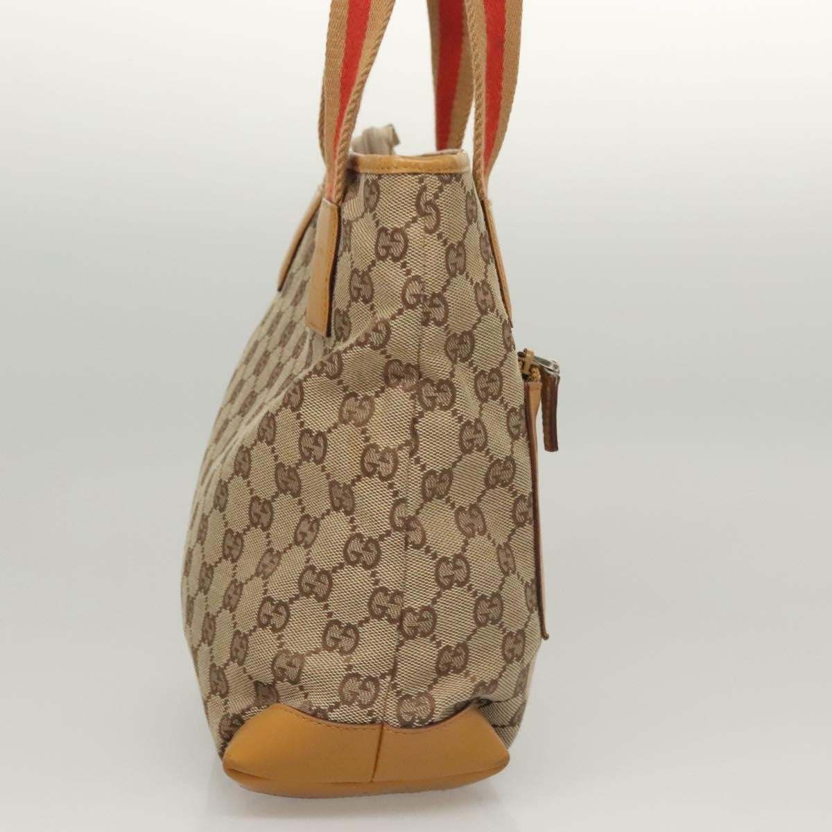 Gucci GUCCI GG Canvas Tote Bag Beige Silver 019 0402 Authentic th5862