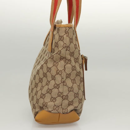 Gucci GUCCI GG Canvas Tote Bag Beige Silver 019 0402 Authentic th5862