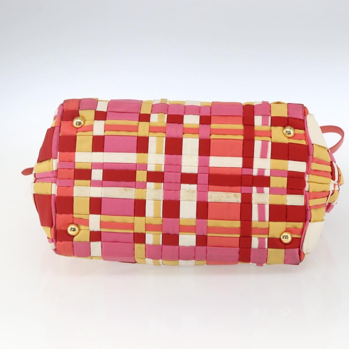 Prada PRADA Hand Bag Nylon 2way Red Gold Authentic 164691