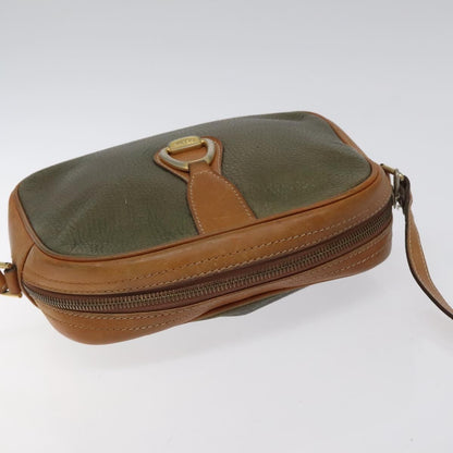 Celine CELINE Shoulder Bag Leather Khaki Gold Authentic bs25384