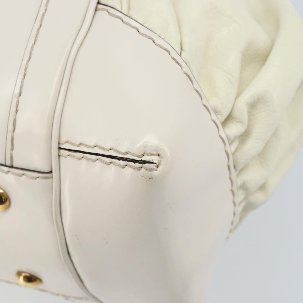 Gucci GUCCI Hand Bag Leather White Gold 189883 Authentic ka2690