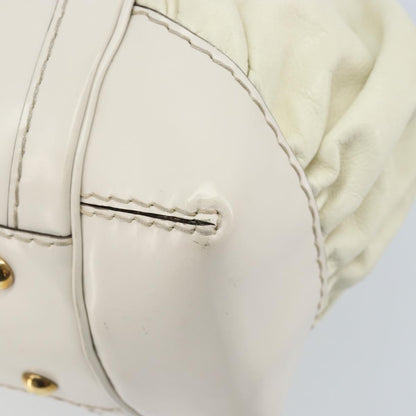 Gucci GUCCI Hand Bag Leather White Gold 189883 Authentic ka2690