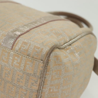 Fendi FENDI Zucchino Canvas Hand Bag Silver Gold Authentic 139411