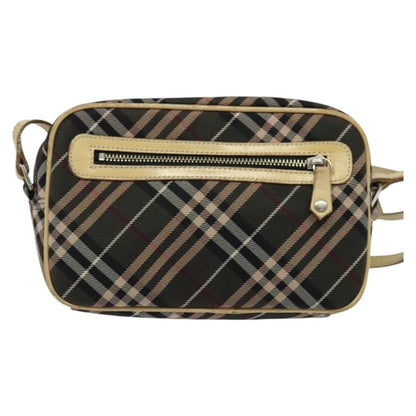 Burberry BURBERRY Nova Check Blue Label Shoulder Bag Nylon Brown Silver Authentic ti3061