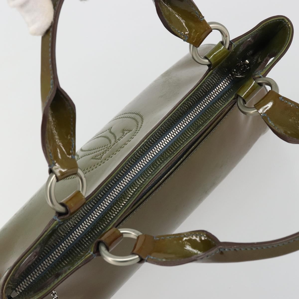 Cartier CARTIER Marcello Hand Bag Patent leather Green Silver Authentic bs34215