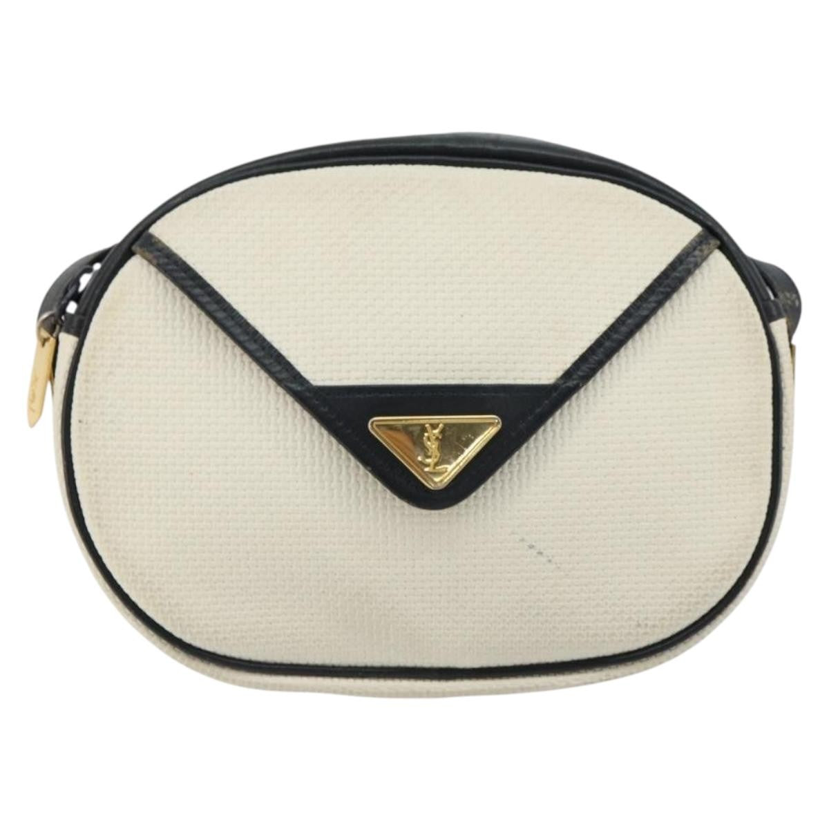 Saint Laurent SAINT LAURENT Shoulder Bag Leather White Gold Authentic 156806