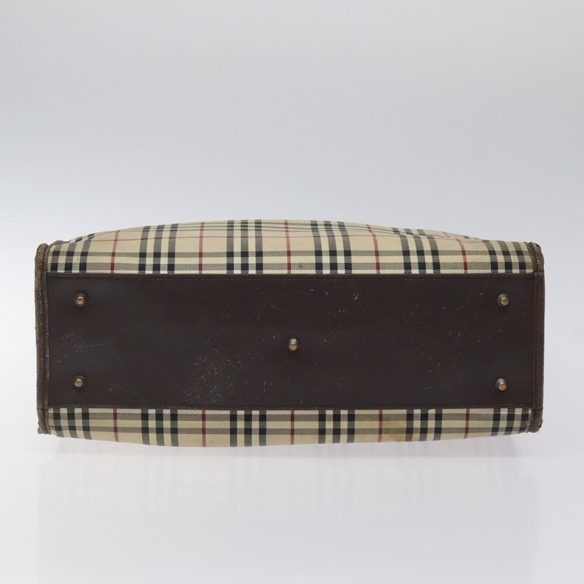 Burberry BURBERRY Nova Check Tote Bag Canvas Beige Silver Authentic 118228