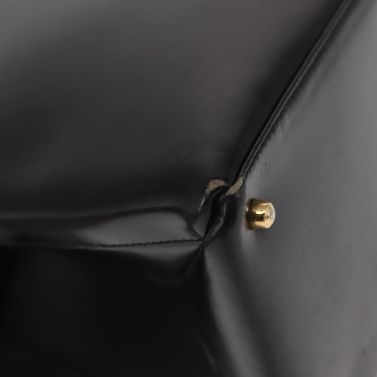Gucci GUCCI Hand Bag Leather Black Gold Authentic BA9107