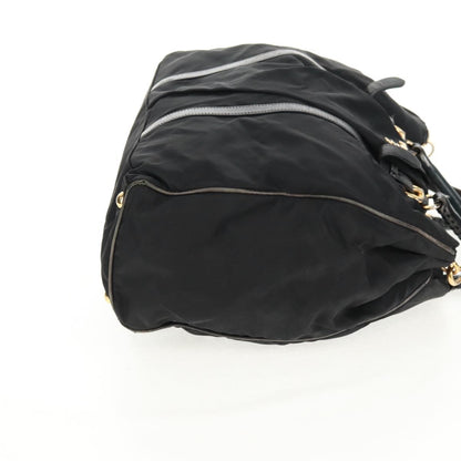 Prada PRADA Hand Bag Nylon 2way Black Gold Authentic 160520