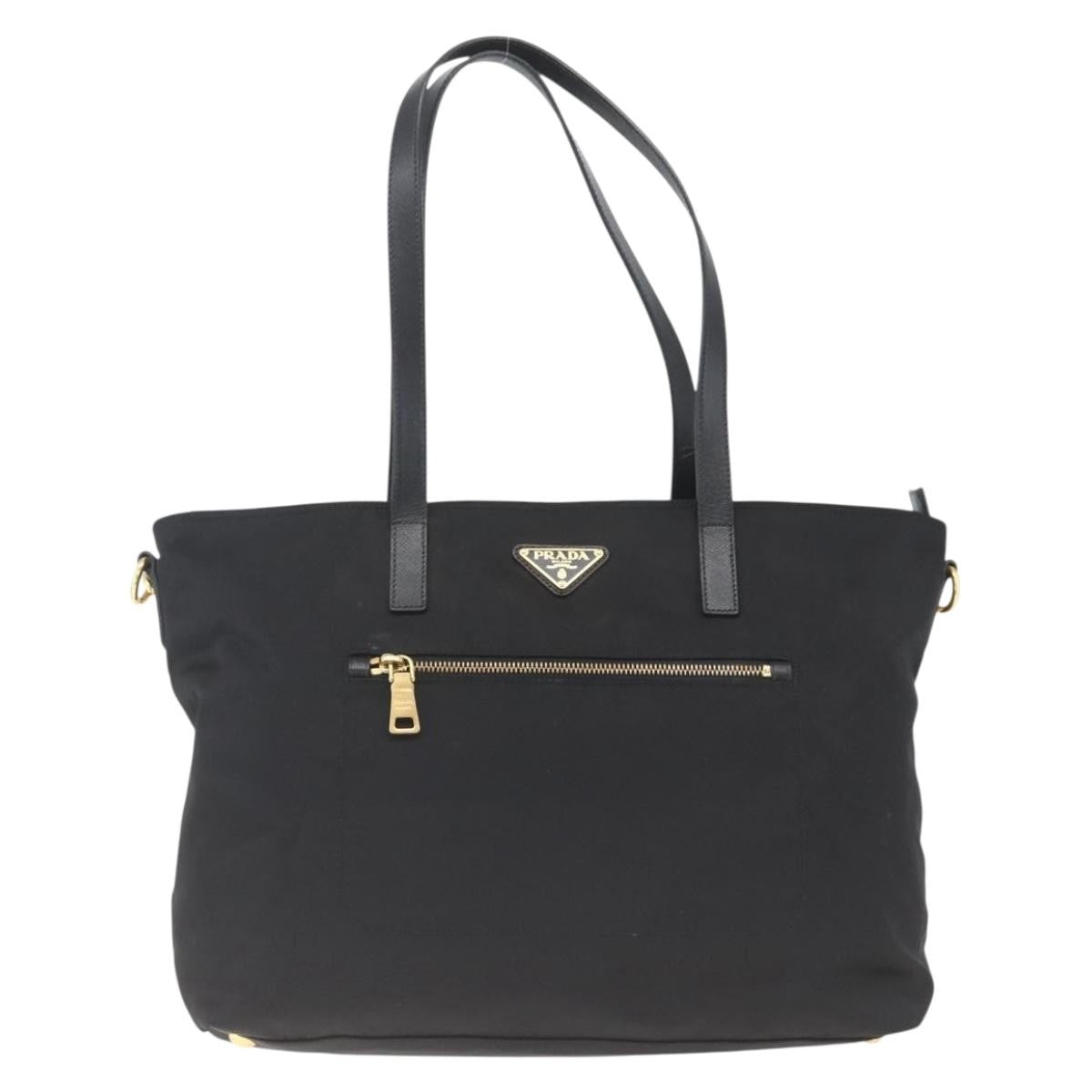 Prada PRADA Tote Bag Nylon 2way Black Gold Authentic ep12892