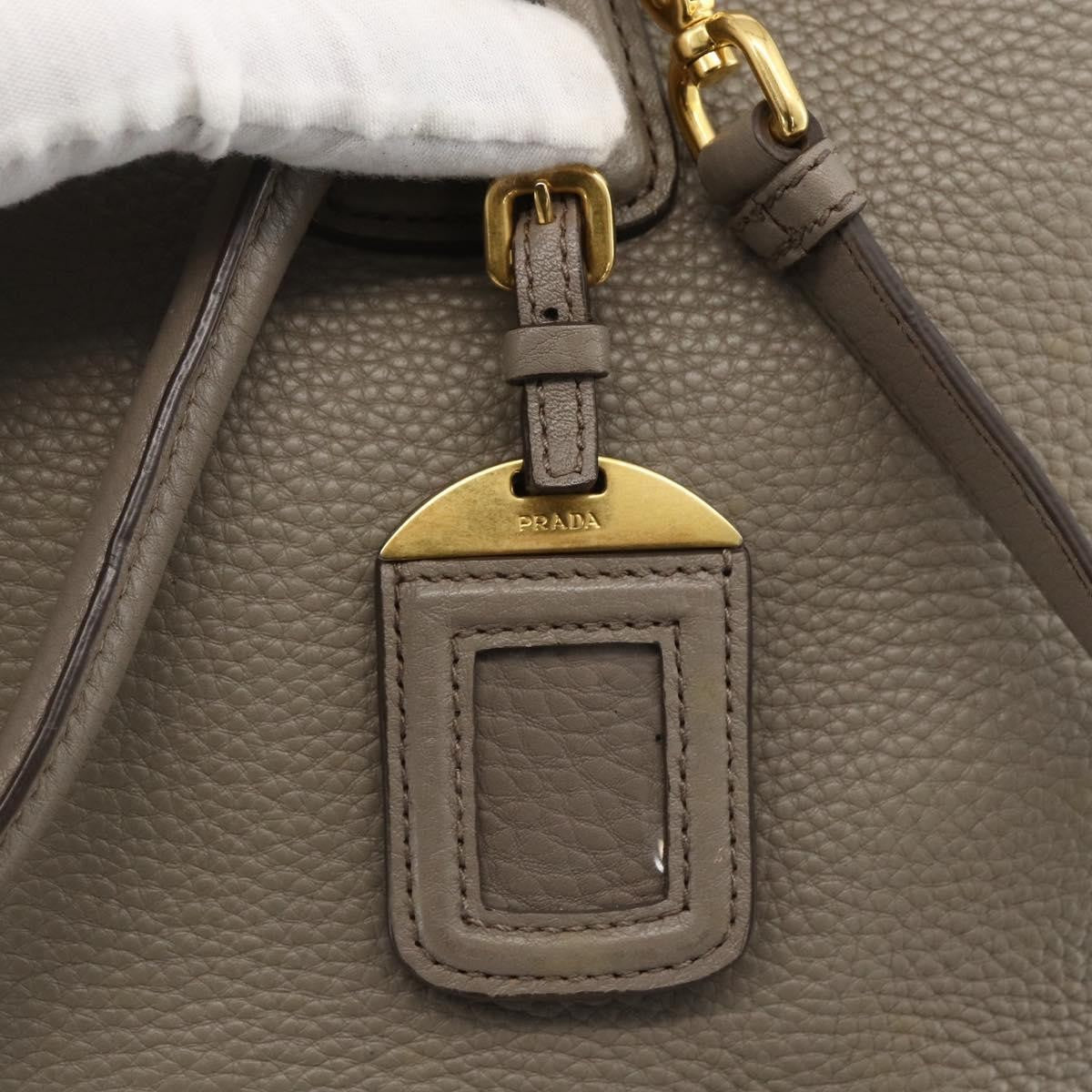 Prada PRADA Hand Bag Leather 2way Gray Gold Authentic bs33651