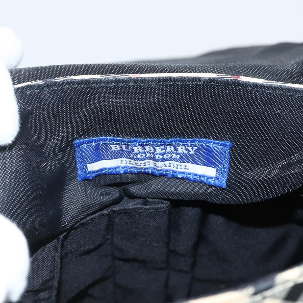 Burberry BURBERRY Nova Check Blue Label Shoulder Bag Nylon Beige Silver Authentic 173694