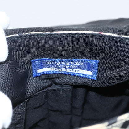 Burberry BURBERRY Nova Check Blue Label Shoulder Bag Nylon Beige Silver Authentic 173694